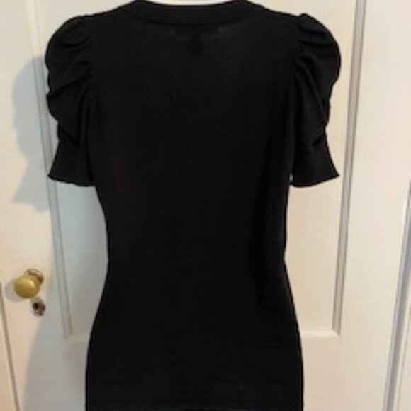 INC Black Knit Sweater w/ Puff Sleeves & Attached White Faux Cotton Top, Size P - Picture 4 of 4